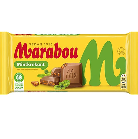 Marabou Mjolkchoklad Mintkrokant 200g