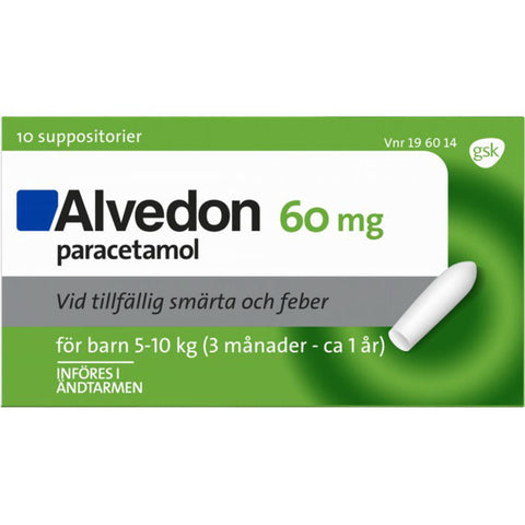 Alvedon, suppositorium 60 mg 10 st (5-10 kg)